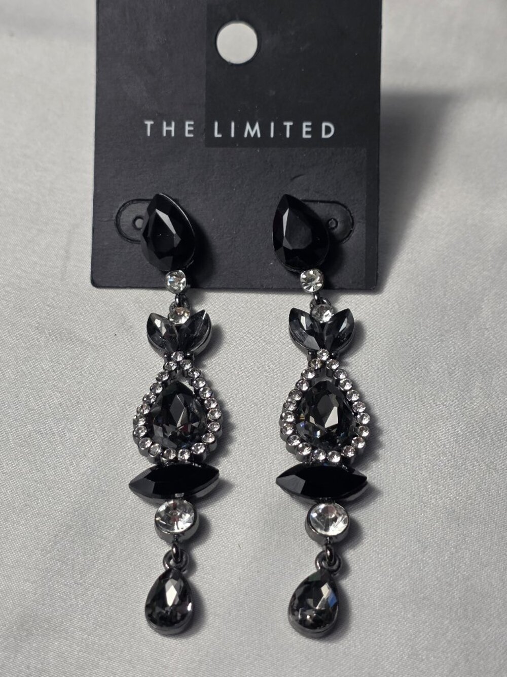 The Limited Black Crystal Chandelier-Style Dangle Earrings Black & Clear Crystal